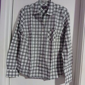Untuckit Marina Women's Long Sleeve Plaid Black and White  SZ 6 NWOT